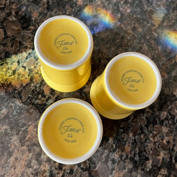 Homer Laughlin Sunflower Yellow Fiesta Drinking Cups x 3 - Picture 3 of 3